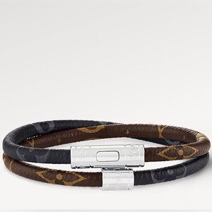 BNIB Authentic Louis Vuitton Keep It Double Bracelet 19 Eclipse & Macassar
